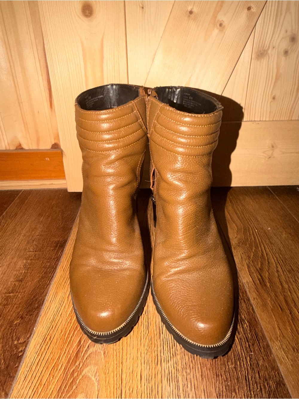 Women’s Tan Leather Ankle Boots - Classic Casual Style